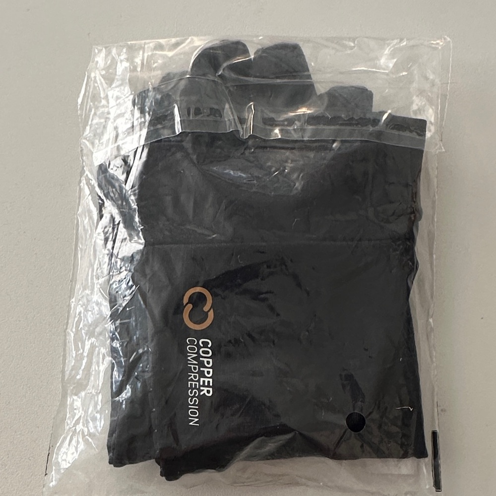 Copper Compression Full Finger Black Gloves Size L